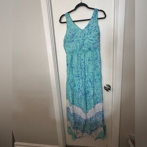 Vineyard Vines Aqua and White Floral Maxi Dress size 6